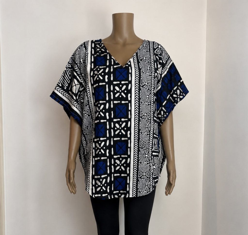 Ankara Boubou Top – Blue