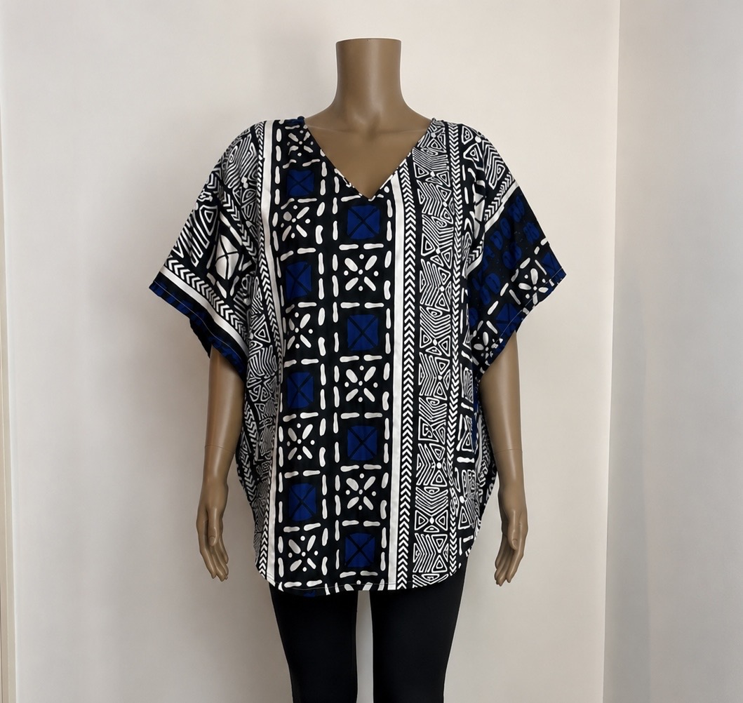 Ankara Boubou Top – Blue - Image 1