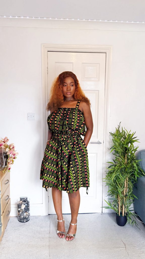 Bubble Top & Flare Skirt with Side Drawstrings – Green