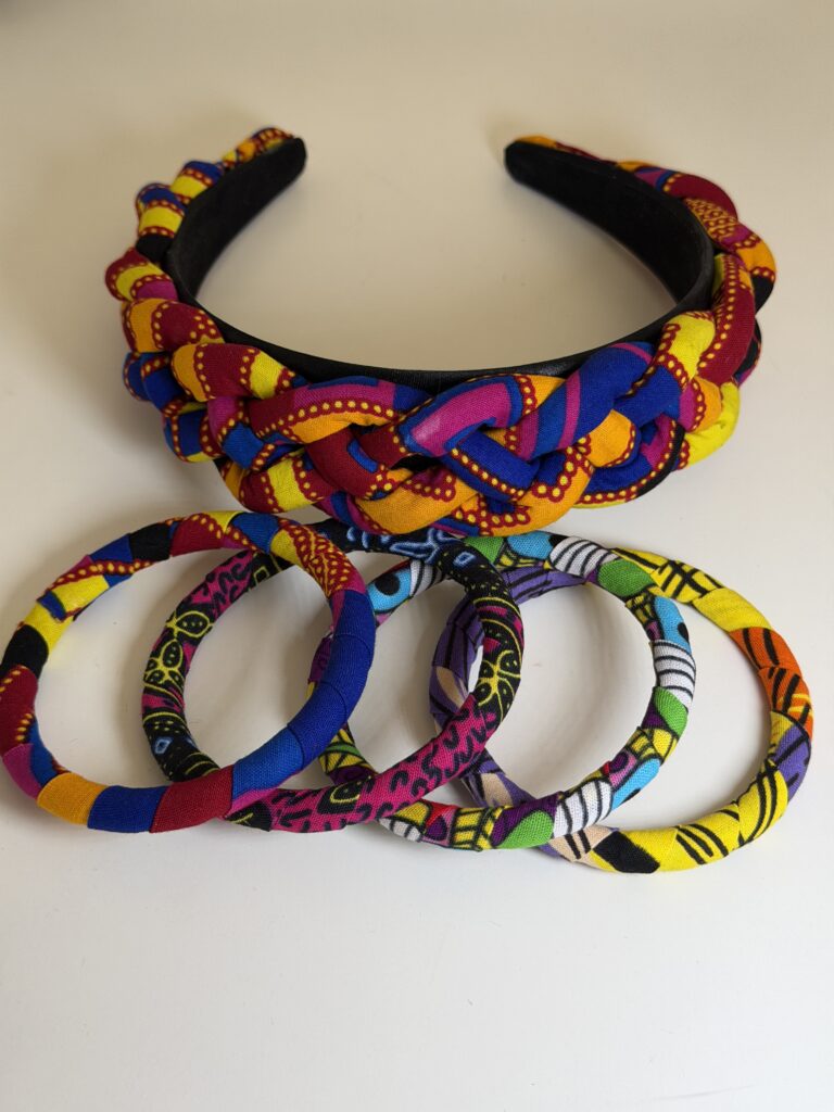 Multicolour African Print Headband & Bangle Set