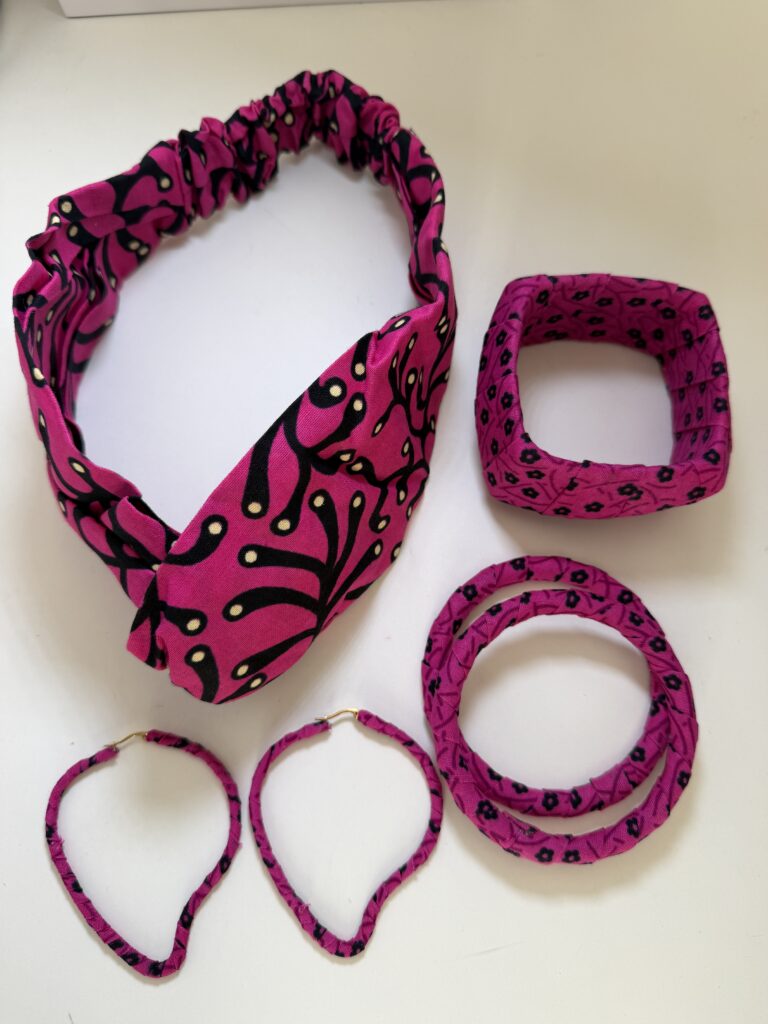 Multicolour African Print Headband, Bangle & Earring Set