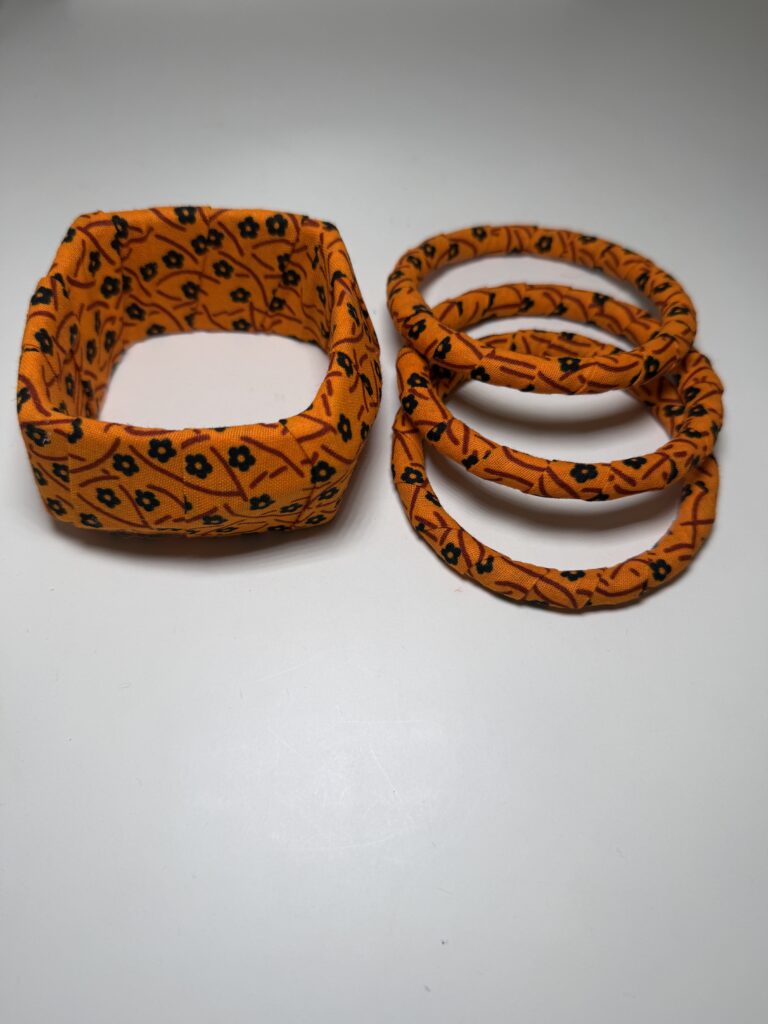 Orange & Black African Print Bangle Set